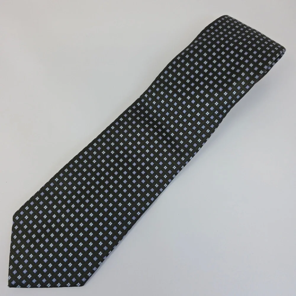 Brooks Brothers Makers‎ Tie Men OS Green Blue Geometric Basketweave Silk Necktie